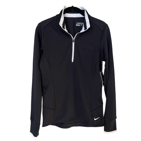 Nike NWT Women's GOLF Dri-Fit 1/4 Zip Black & White Pullover Size Small - Picture 1 of 11